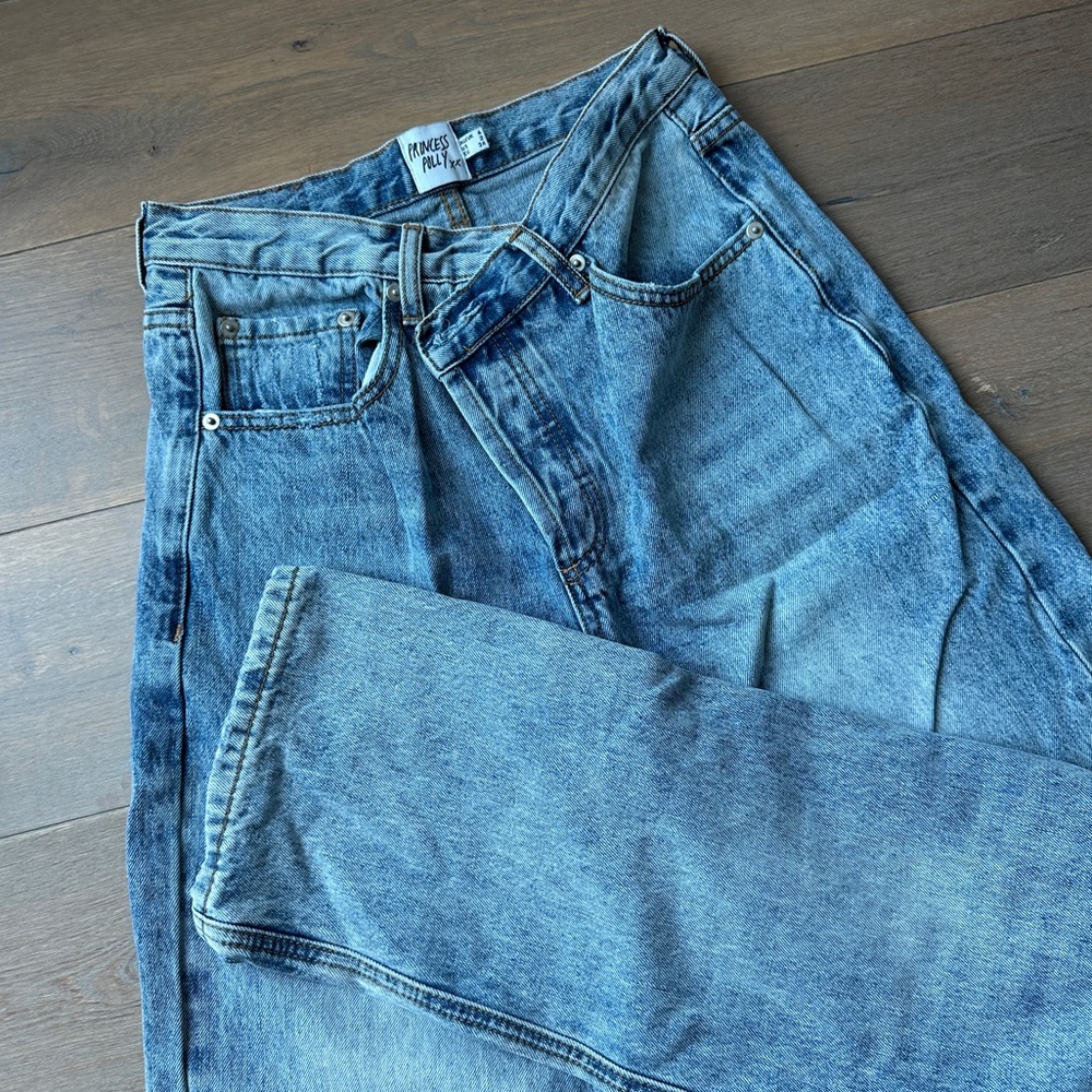 Princess Polly asymmetrical jeans worn twice